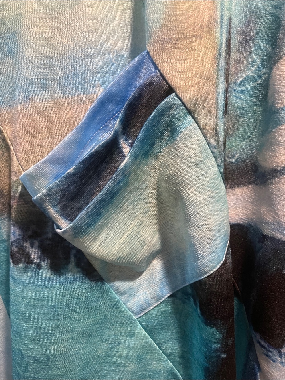 Damee Multicolored Abstract Patchwork Cool Detail and Angled Front Pocket Tunic - Picture 5 of 10